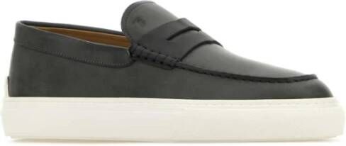 TOD'S Houtskool leren loafers Gray Heren