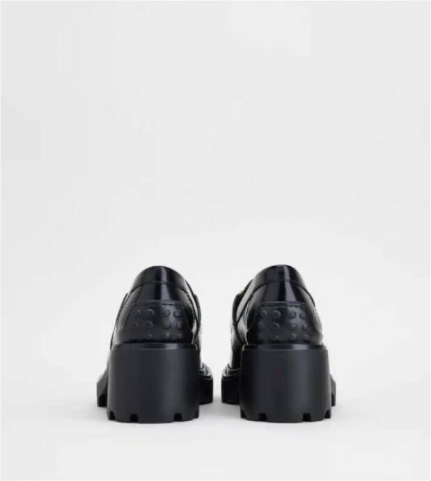 TOD'S Italiaanse leren mocassins met metalen detail Black Dames