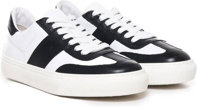 TOD'S Italiaanse Leren Vetersneakers Wit Zwart White Heren