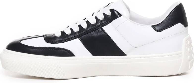 TOD'S Italiaanse Leren Vetersneakers Wit Zwart White Heren