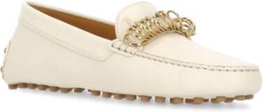 TOD'S Ivoor Leren Loafers met Metalen Details Beige Dames