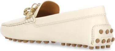 TOD'S Ivoor Leren Loafers met Metalen Details Beige Dames