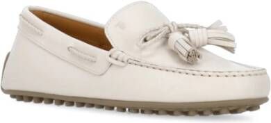 TOD'S Ivoor Leren Loafers met Strikdetail Beige Dames