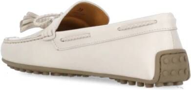 TOD'S Ivoor Leren Loafers met Strikdetail Beige Dames