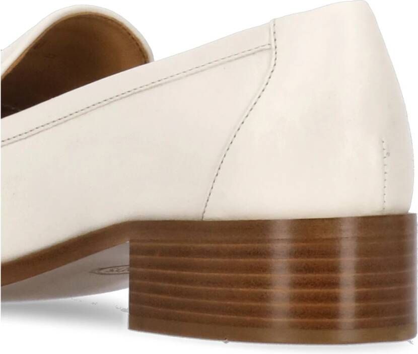 TOD'S Ivoor Platte Leren Loafers Metalen Logo Beige Dames