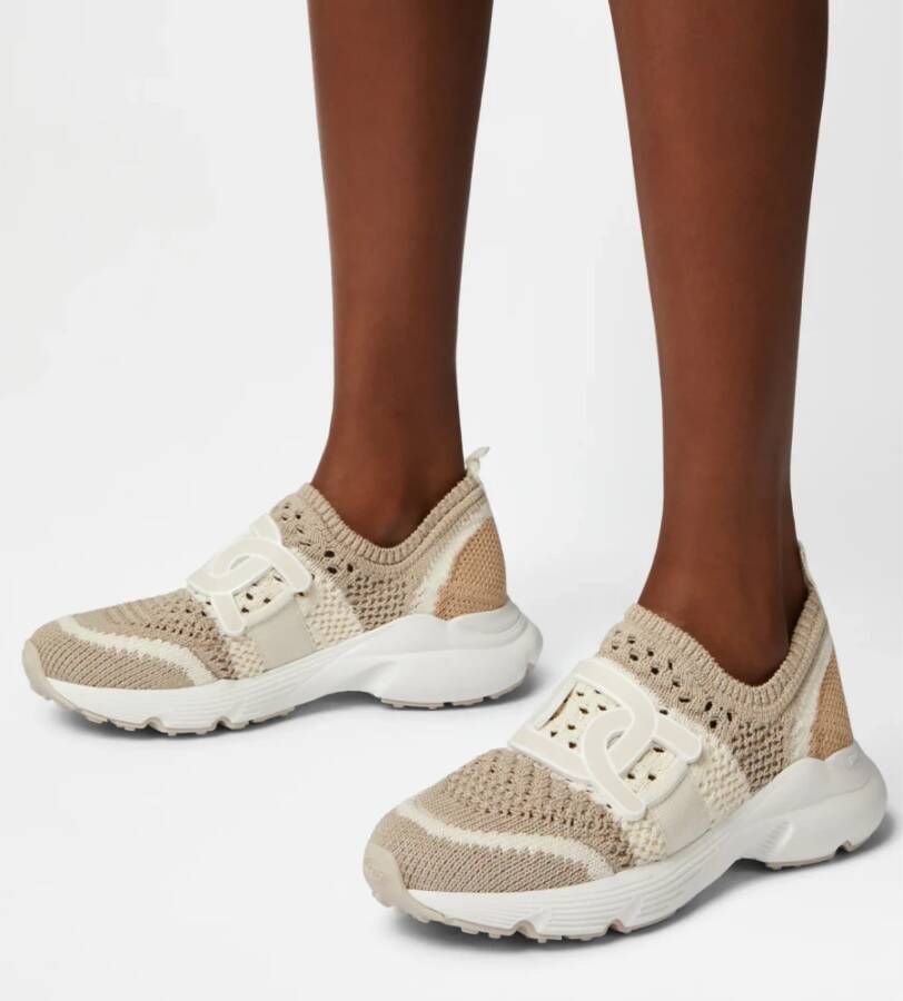 TOD'S Kate Slip-on Gehaakte Sneakers Beige Dames