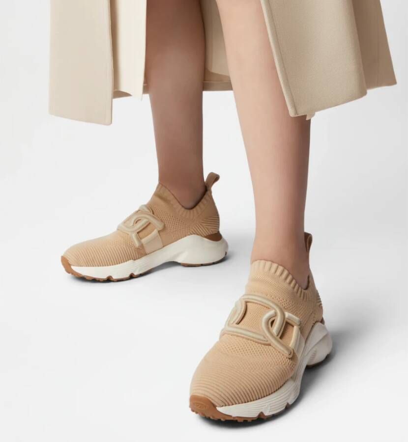 TOD'S Kate Slip-on Sneakers in Stof Beige Dames