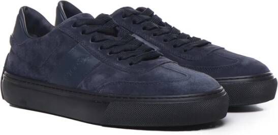 TOD'S Blauwe Suède Sneakers met Leren Inzetstukken Blauw Heren