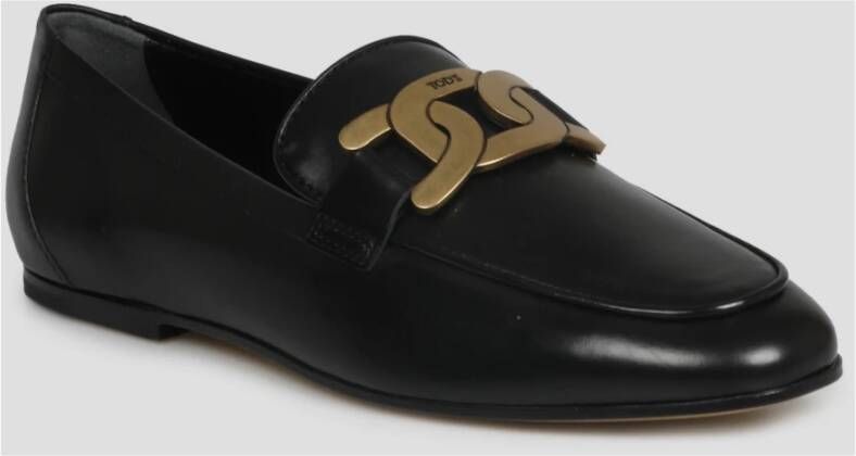 TOD'S Ketting Horsebit Leren Loafers Black Dames