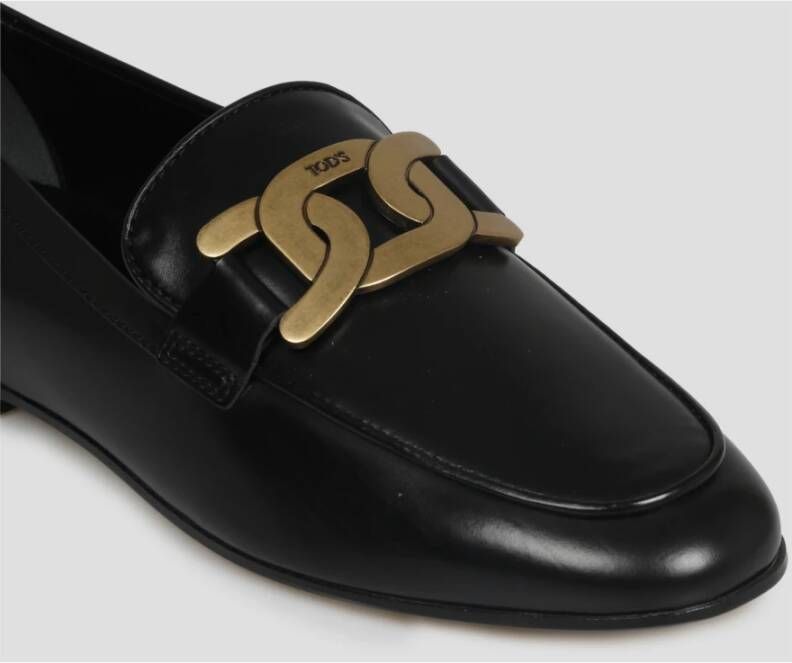 TOD'S Ketting Horsebit Leren Loafers Black Dames