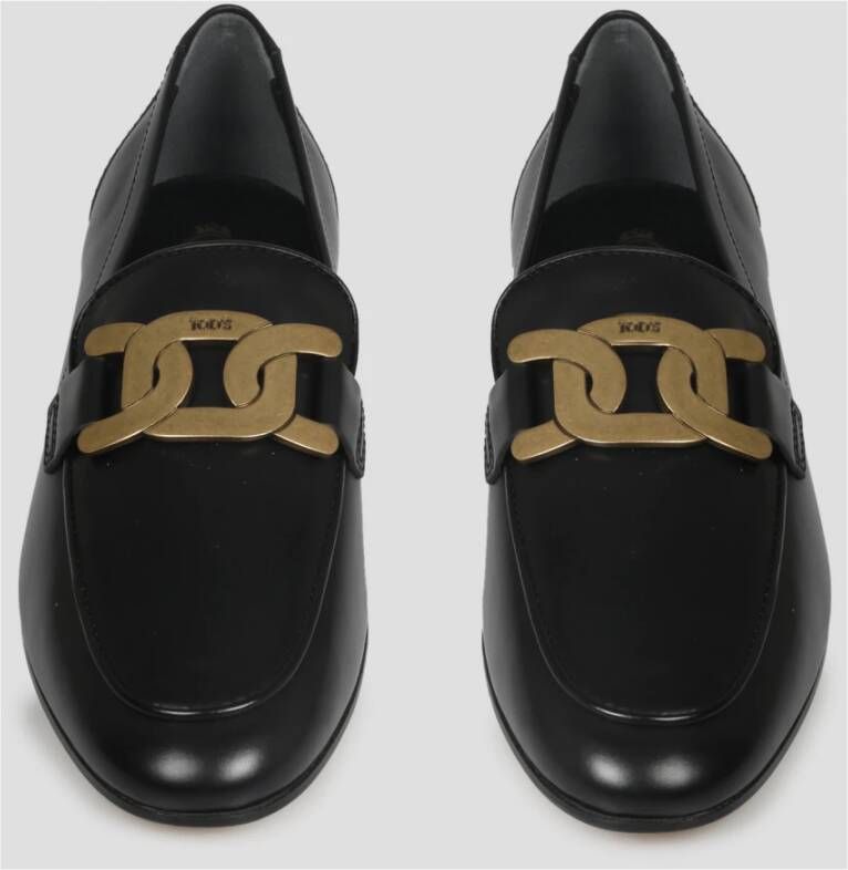 TOD'S Ketting Horsebit Leren Loafers Black Dames