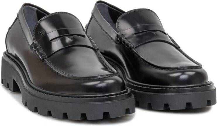 TOD'S Klassieke Leren Loafer Schoen Black Heren