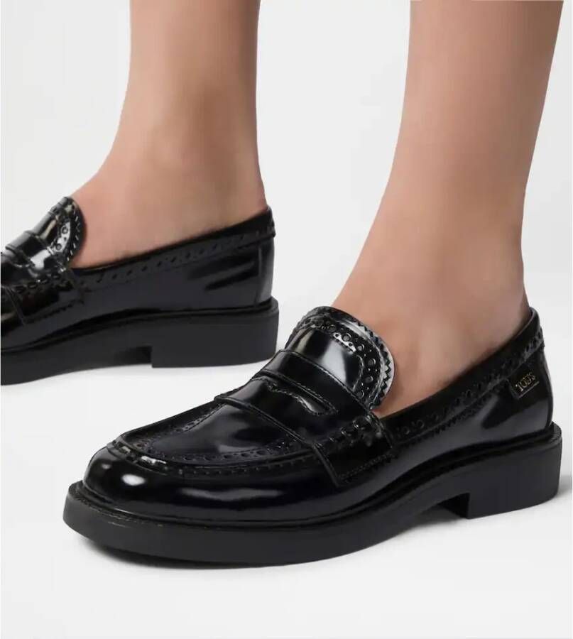 TOD'S Klassieke Leren Loafers Black Dames