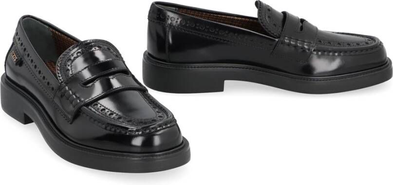 TOD'S Klassieke leren loafers met brogue detail Black Dames