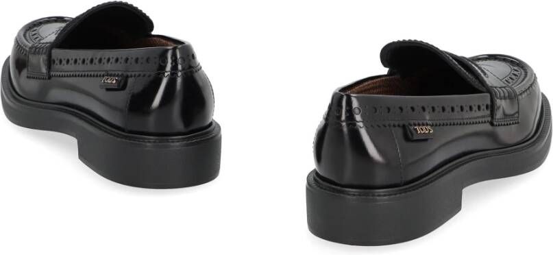 TOD'S Klassieke leren loafers met brogue detail Black Dames