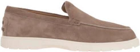 TOD'S Klassieke suède platte schoenen Beige Heren