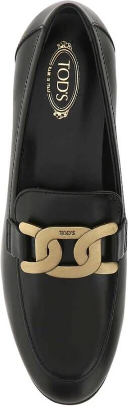 TOD'S Klassieke zwarte leren loafers Black Dames