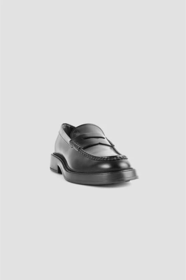 TOD'S Klassieke Zwarte Leren Loafers Black Heren