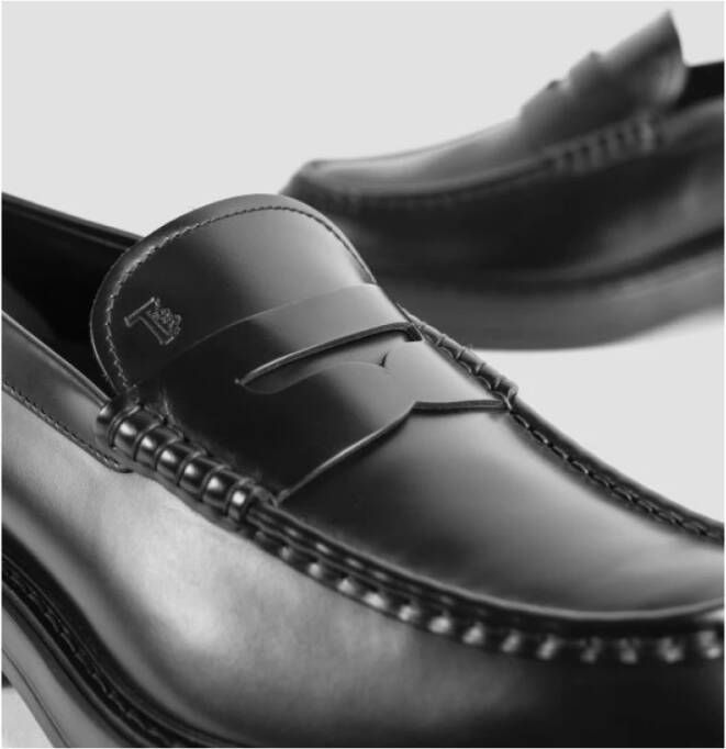 TOD'S Klassieke Zwarte Leren Loafers Black Heren