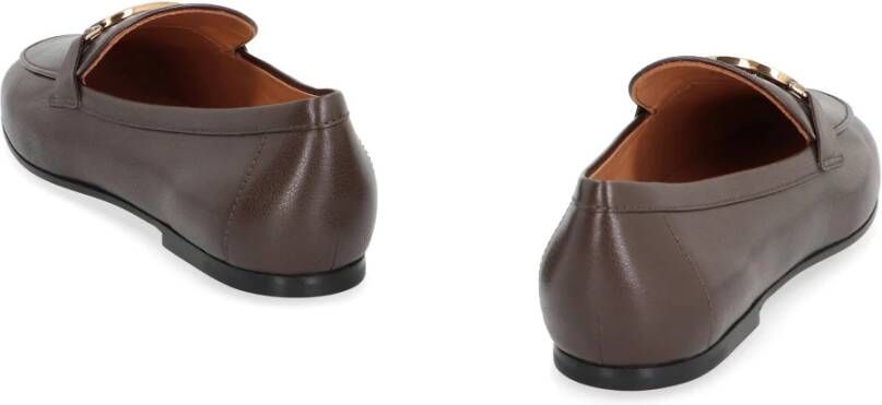 TOD'S Korrelig Leren Loafers Ronde Neus Brown Dames