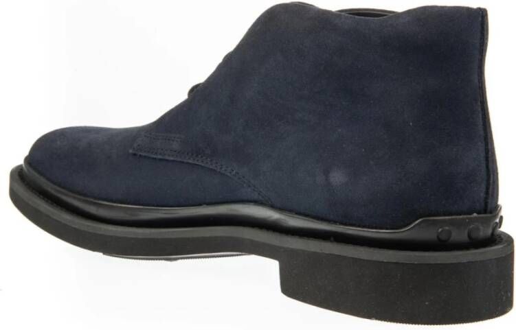 TOD'S Marineblauwe Suède Veterschoenen met Rubberen Zool Blauw Heren