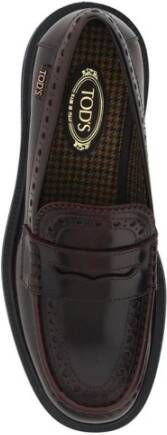 TOD'S Lakleren Loafers met Blokhak Brown Dames