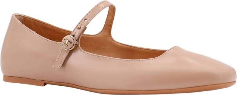 TOD'S Leren Ballerina met Monogram Detail Beige Dames