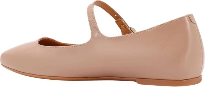 TOD'S Leren Ballerina met Monogram Detail Beige Dames