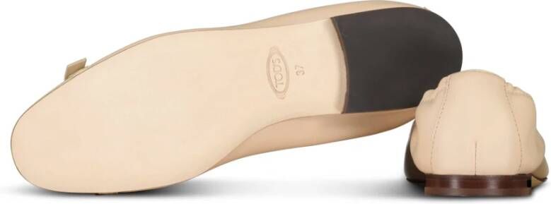 TOD'S Leren Ballerinas met Logo Beige Dames