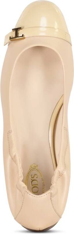 TOD'S Leren Ballerinas met Logo Beige Dames