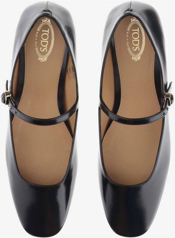 TOD'S Leren Ballet Flats Amandel Teen Strap Black Dames