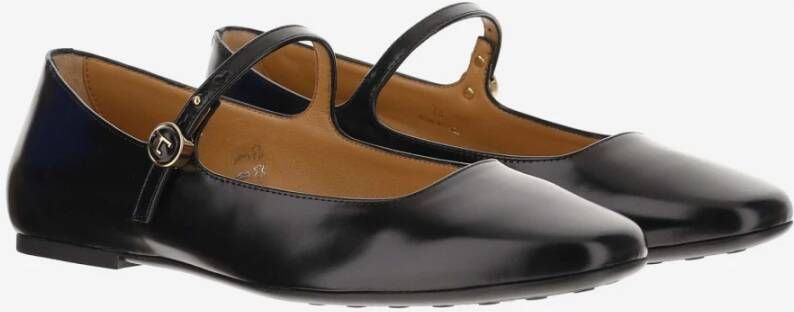 TOD'S Leren Ballet Flats Amandel Teen Strap Black Dames