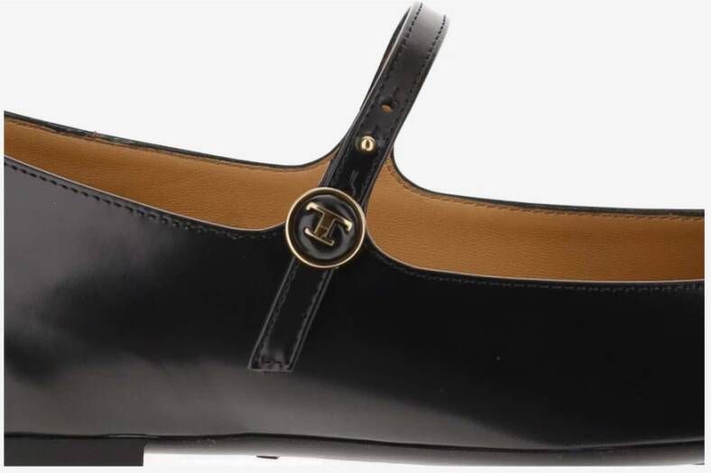 TOD'S Leren Ballet Flats Amandel Teen Strap Black Dames