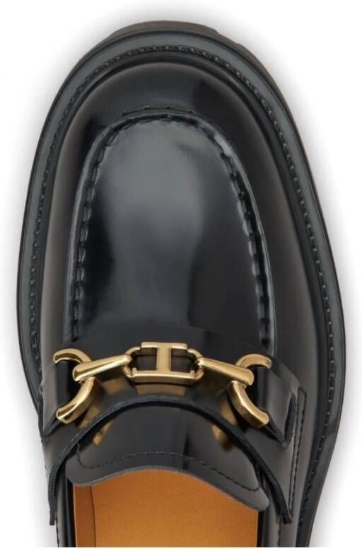 TOD'S Leren Blokhak Instap Schoenen Black Dames