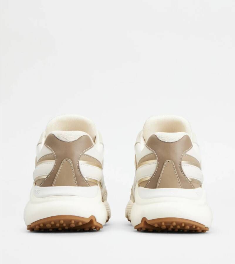 TOD'S Leren en stoffen sneakers Beige Dames