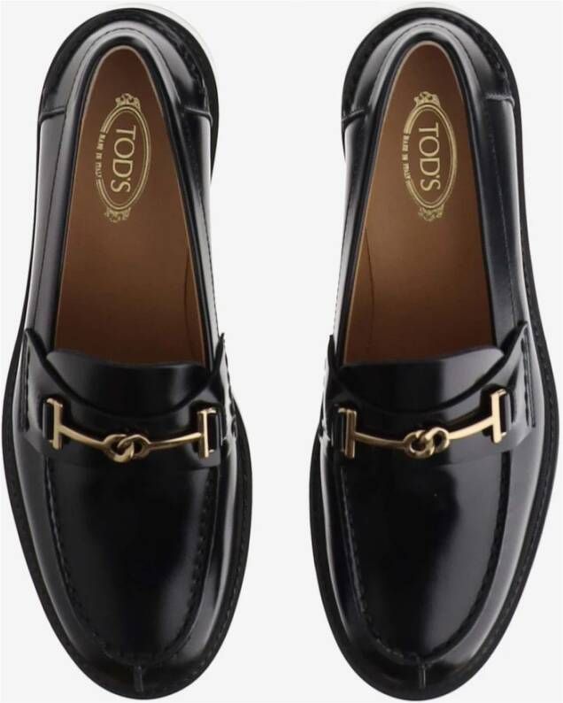 TOD'S Leren Horsebit Loafers Zwart Italië Black Dames