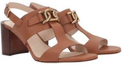 TOD'S Leren Ketting Sandalen Brown Dames