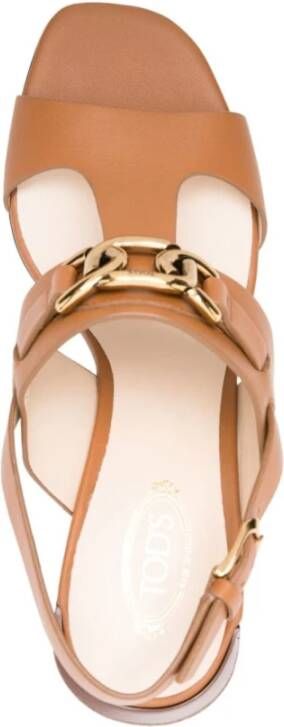 TOD'S Leren Ketting Sandalen Brown Dames