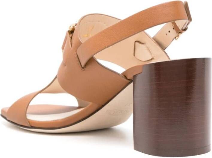 TOD'S Leren Ketting Sandalen Brown Dames