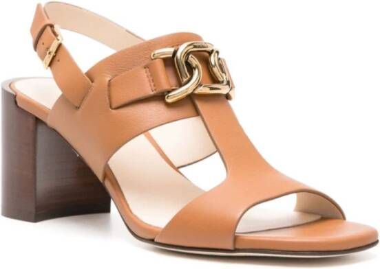 TOD'S Leren Ketting Sandalen Brown Dames