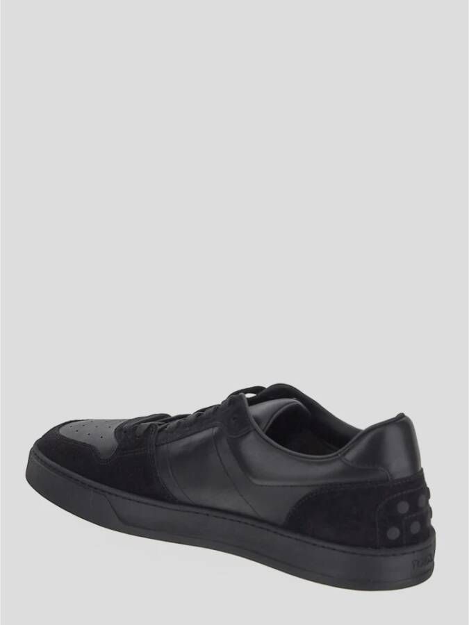 TOD'S Leren Lace-Up Sneaker Black Heren