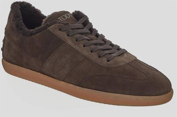 TOD'S Leren Lace-Up Sneaker Brown Heren