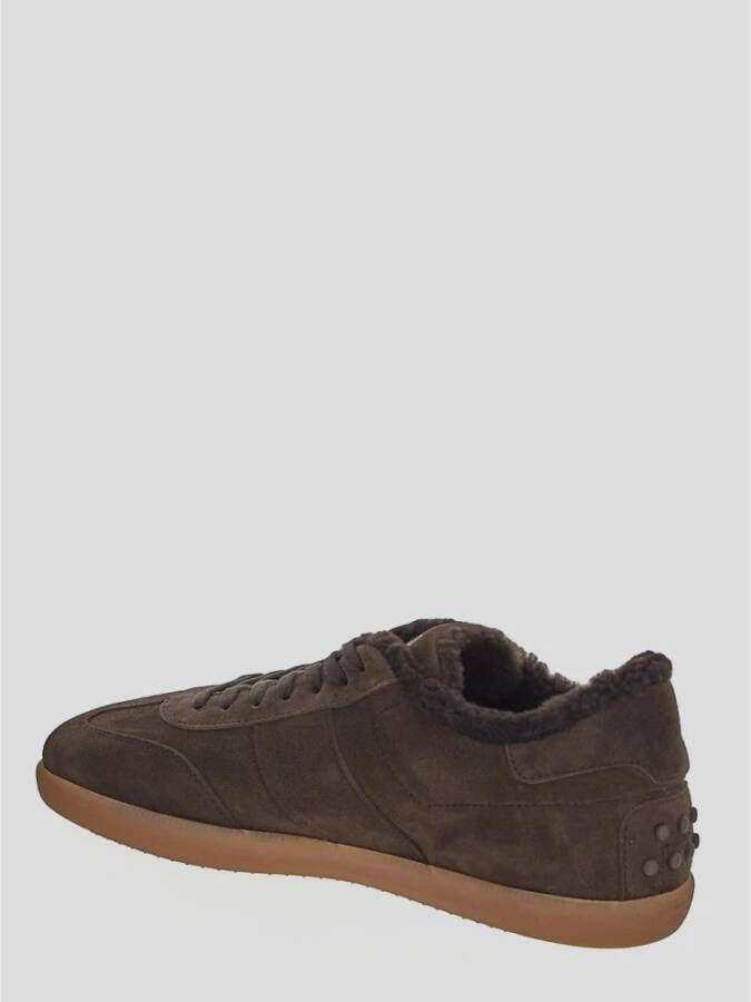 TOD'S Leren Lace-Up Sneaker Brown Heren