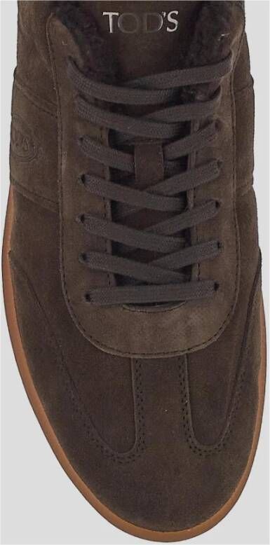 TOD'S Leren Lace-Up Sneaker Brown Heren