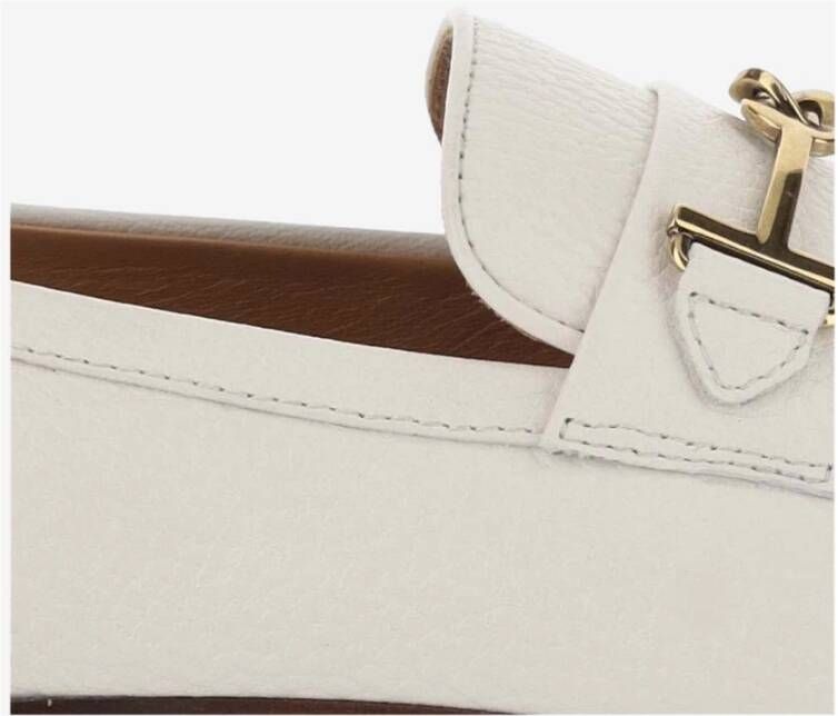 TOD'S Leren Loafer met Horsebit Detail White Dames