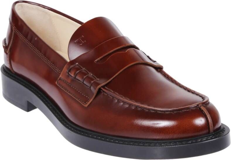 TOD'S Leren Loafer met Rubberen Zool Brown Dames