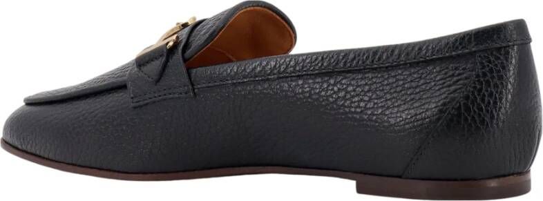 TOD'S Leren Loafer met T-Ring Detail Black Dames