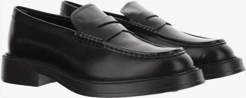 TOD'S Leren Loafers Amandel Teen Front Strap Black Heren