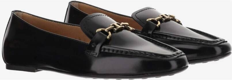 TOD'S Leren Loafers Amandel Teen Rubber Zool Black Dames