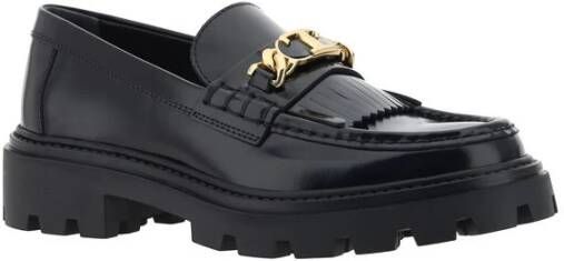 TOD'S Leren Loafers met Blokhak Black Dames